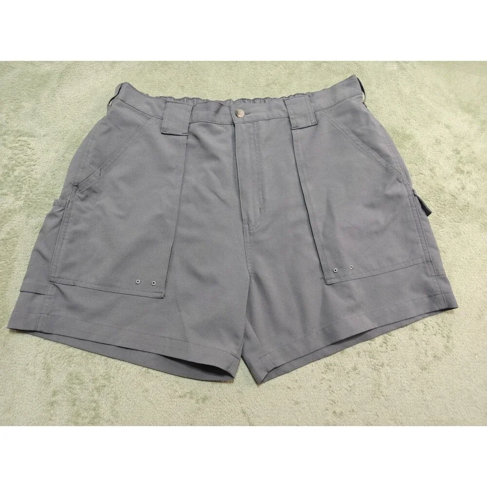 World Wide Sportsman Men 40 Fishing Shorts Gray Cargo Performance Polyester Bang